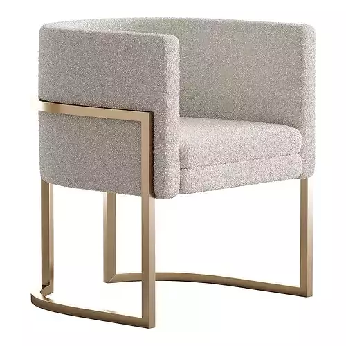 Parsons Arm Chair Leather Indoor Dining Chair with Gold Frame 3D model 4
