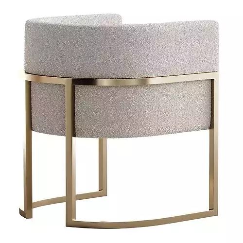 Parsons Arm Chair Leather Indoor Dining Chair with Gold Frame 3D model 6