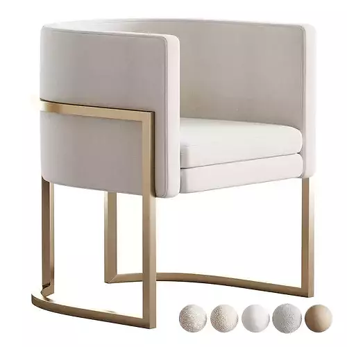 Parsons Arm Chair Leather Indoor Dining Chair with Gold Frame 3D model