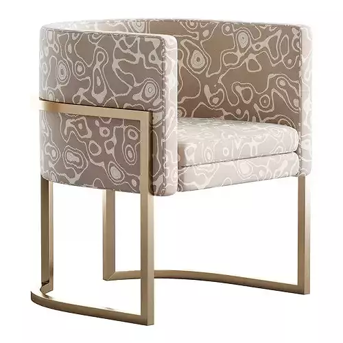 Parsons Arm Chair Leather Indoor Dining Chair with Gold Frame 3D model 3