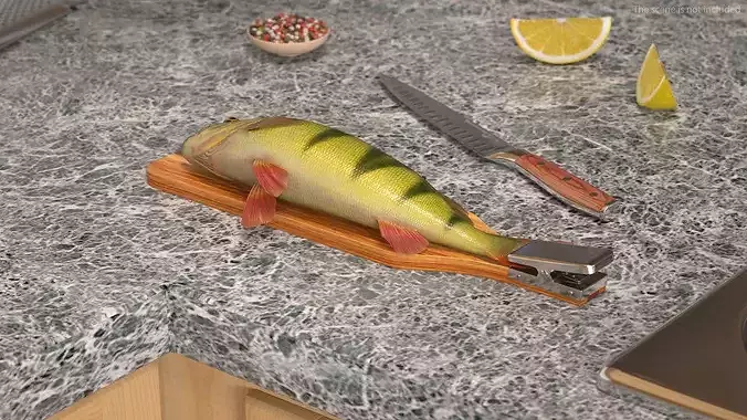 Fish Scaling Board with Yellow Perch 3D model 3