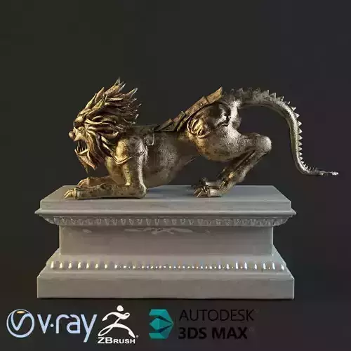 Lion Sculpture Low-poly 3D model