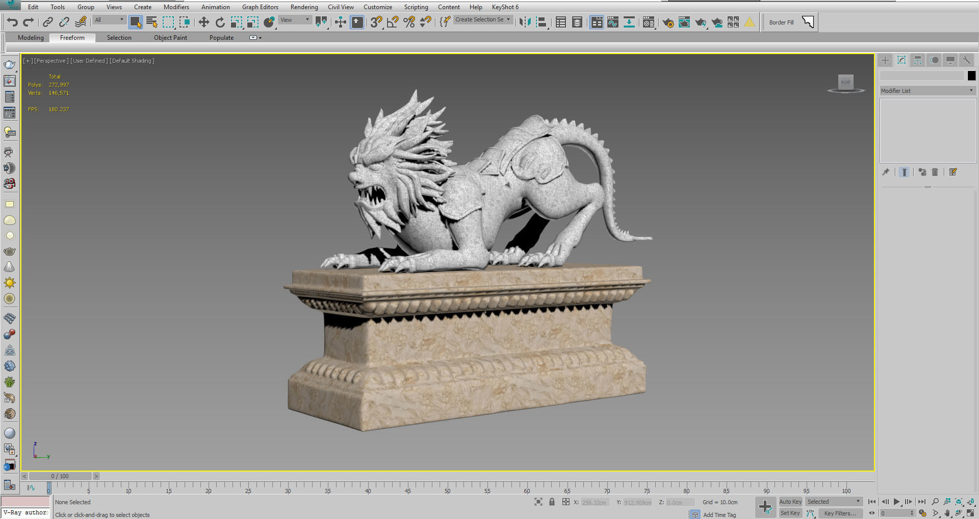 Lion Sculpture Low-poly 3D model_2