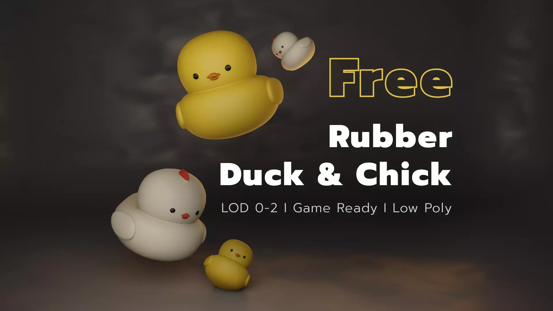 FREE Rubber Duck and Chick Free low-poly 3D model