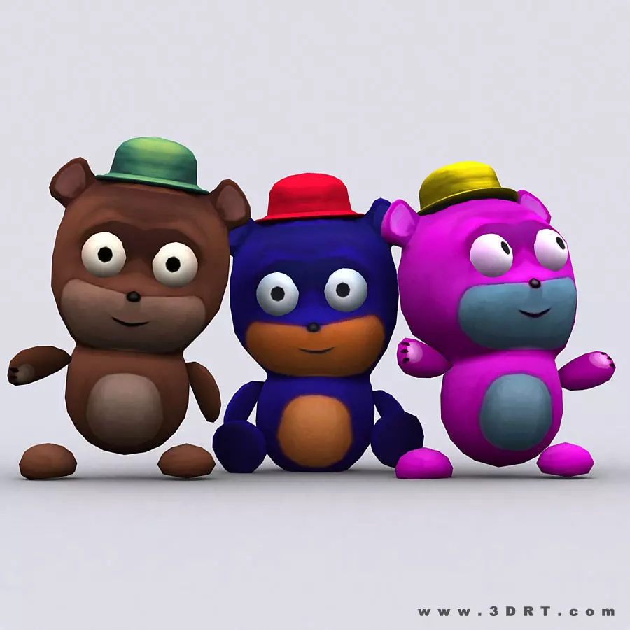3DRT - Chibiimons - Teddy Low-poly 3D model_0