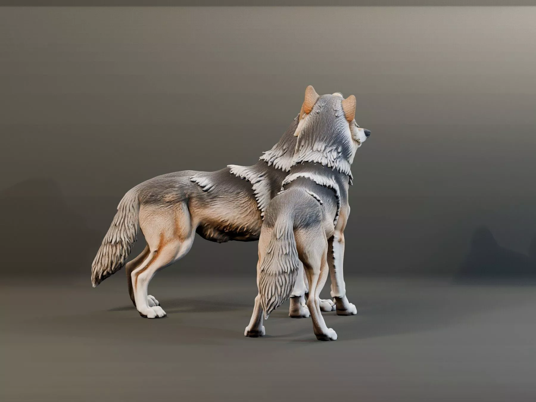 Embracing Wolf Couple Figurine 3D Model 3D print model