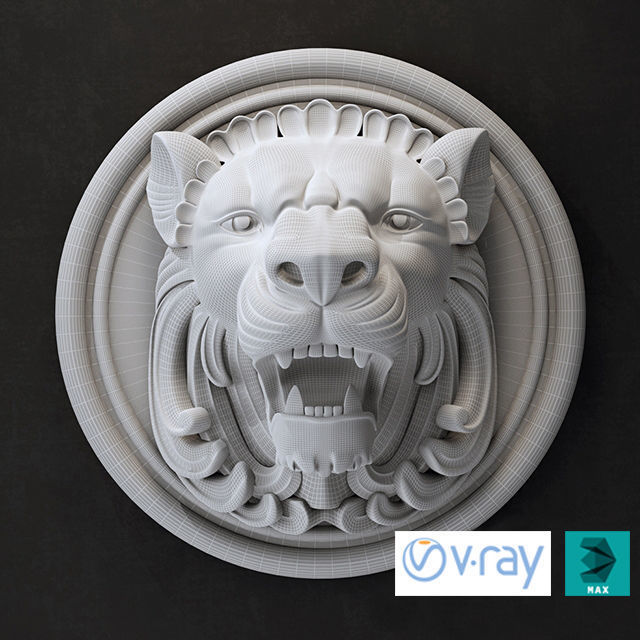 Lion Head Low-poly 3D model_2