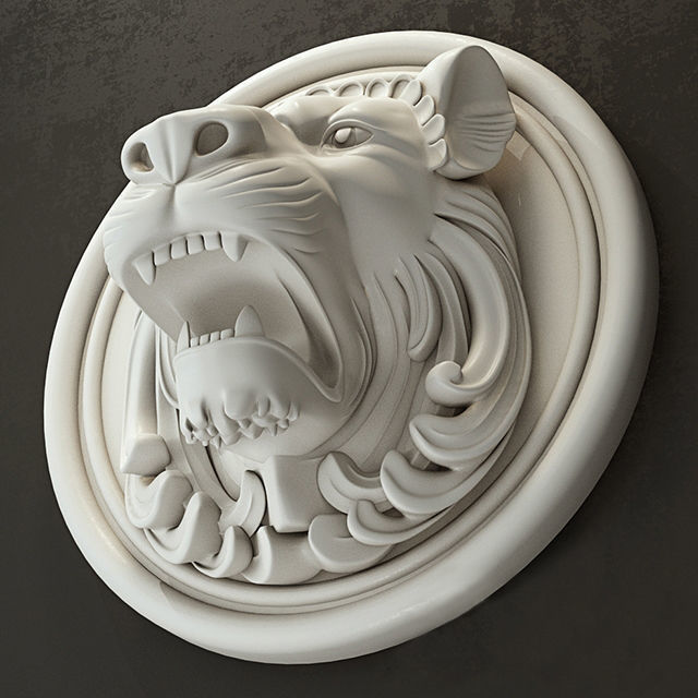 Lion Head Low-poly 3D model_1