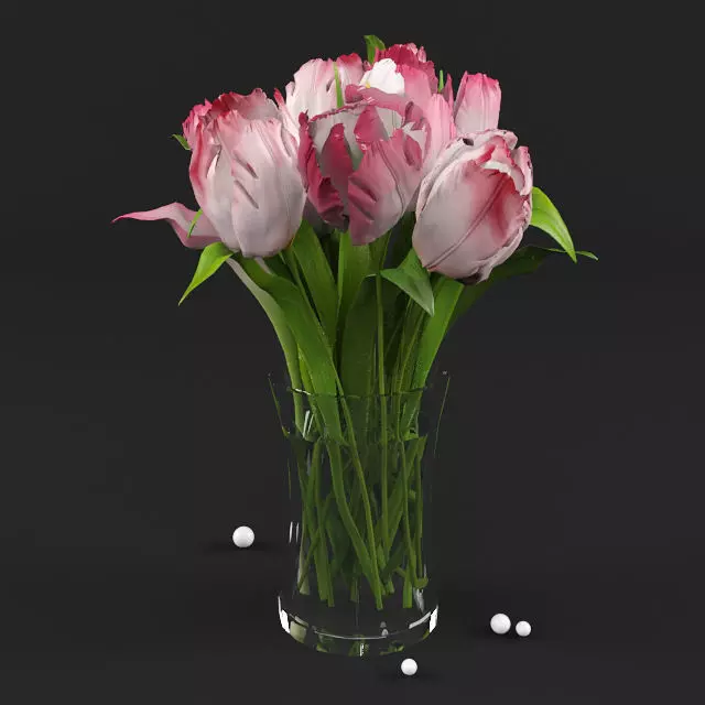 Peonies in vase  3D model_0
