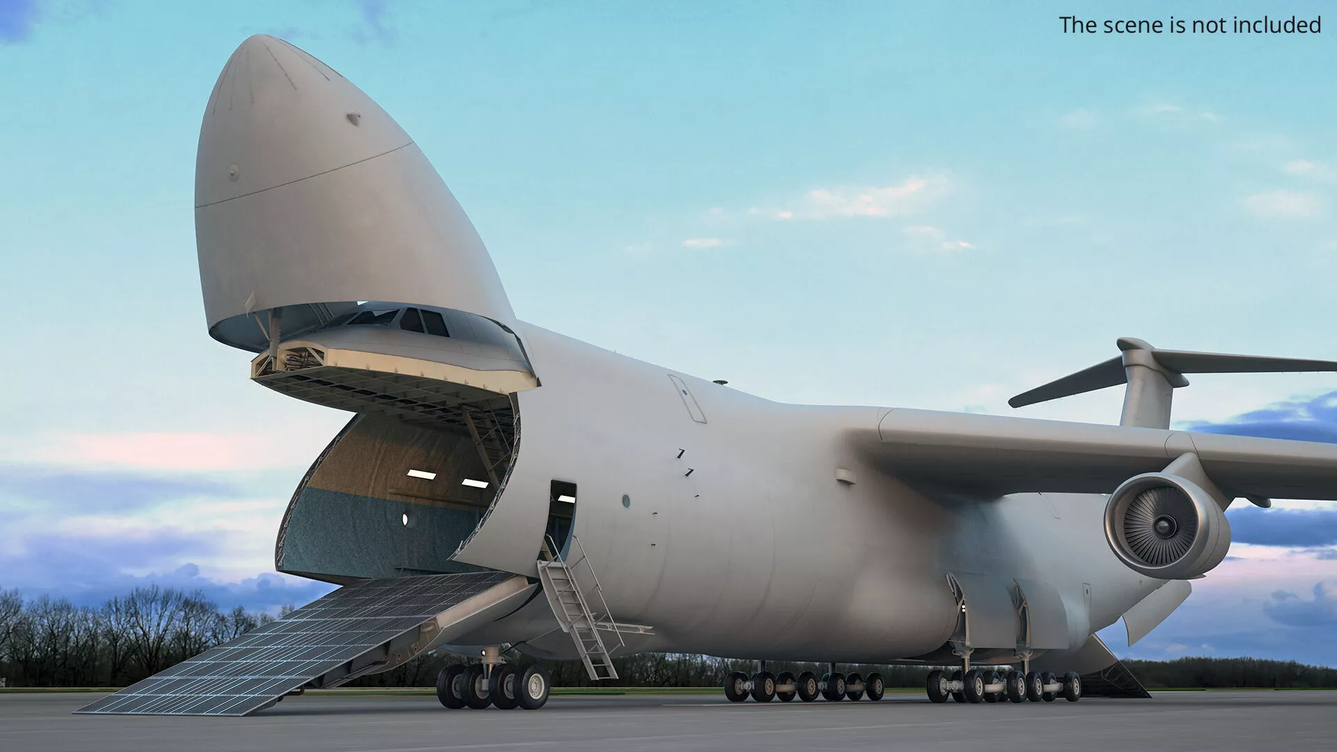 Heavy Air Transport Jet Grey with Interior Rigged 3D model