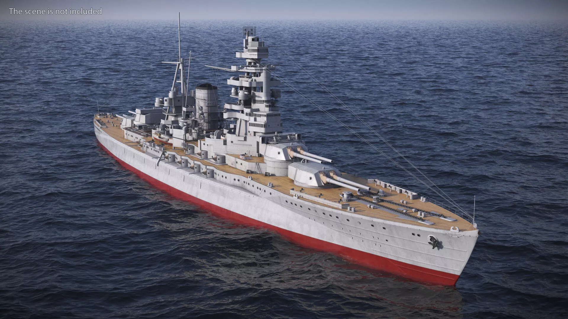 Imperial Battleship Nagato WWII Era with Observation Rigged 3D model