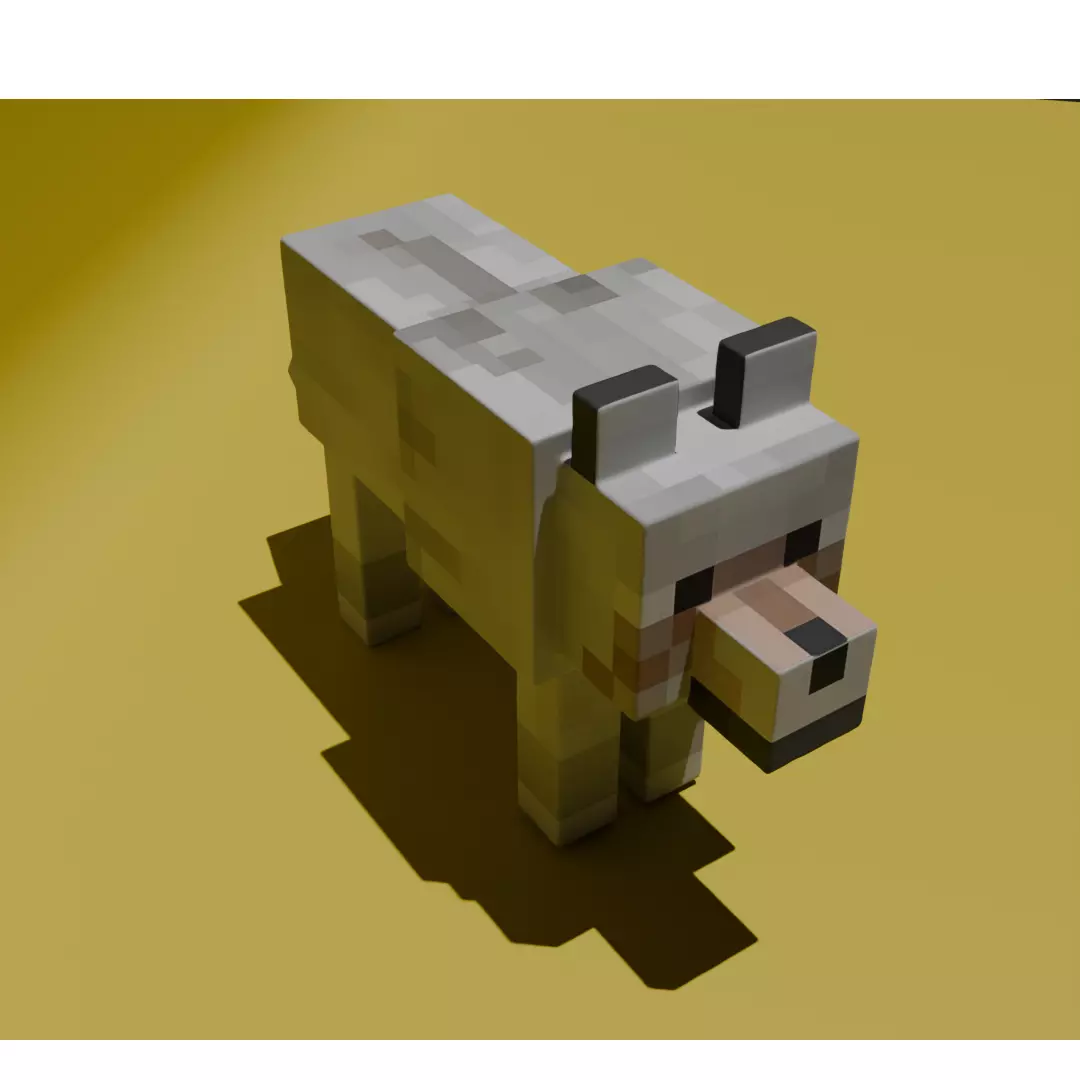 Minecraft Style Wolf Figurine - Multi-Color Printable STL 3D print model