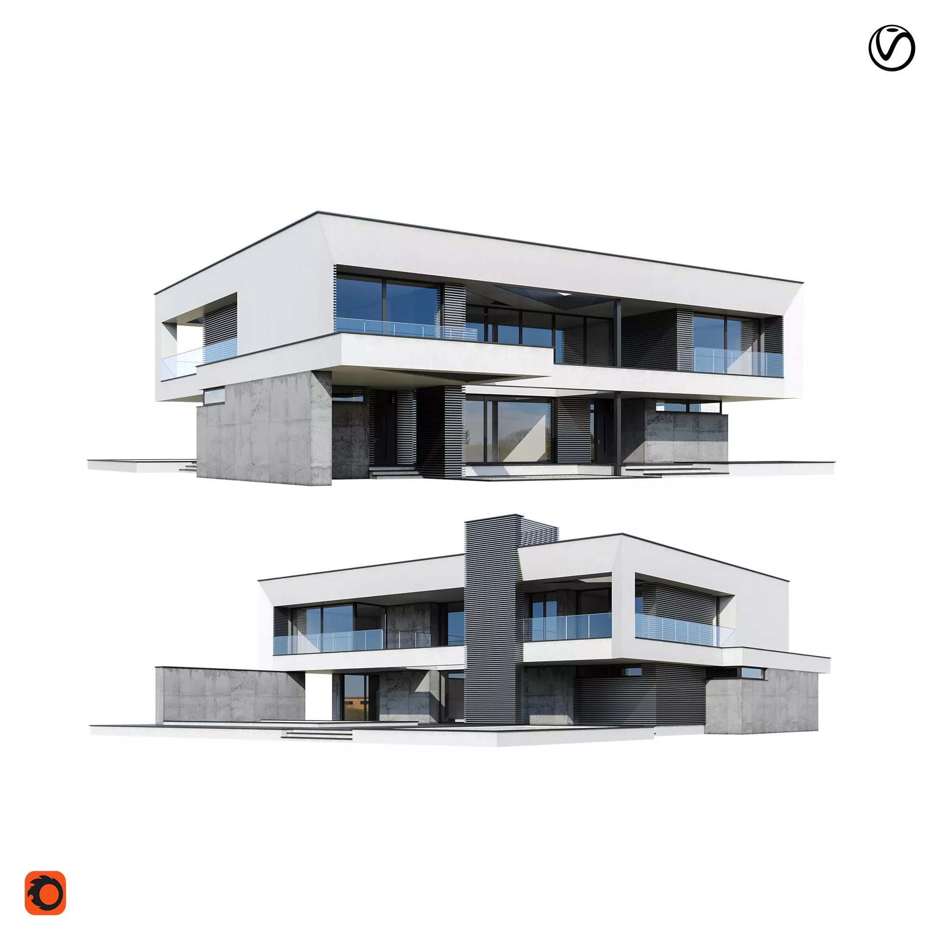 Modern house V171 with BLENDER file Free 3D model