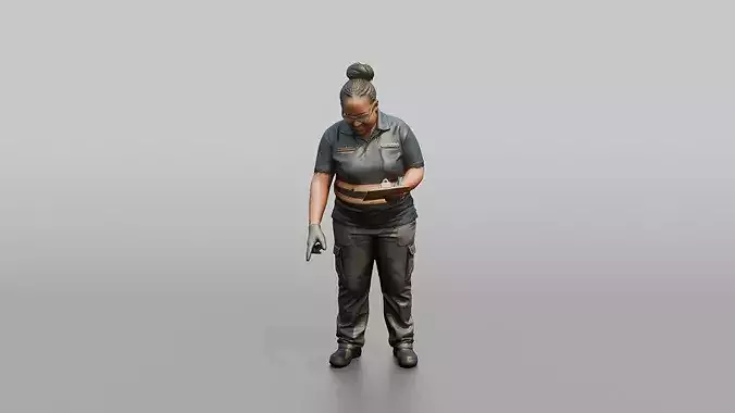 Catering Officer Inspecting Fresh Food Deliveries 3D model 6