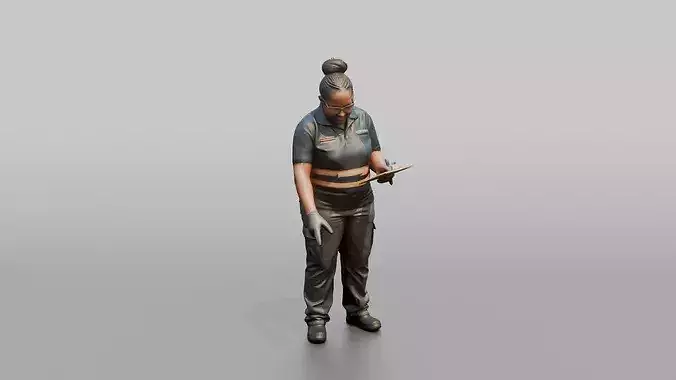 Catering Officer Inspecting Fresh Food Deliveries 3D model 2