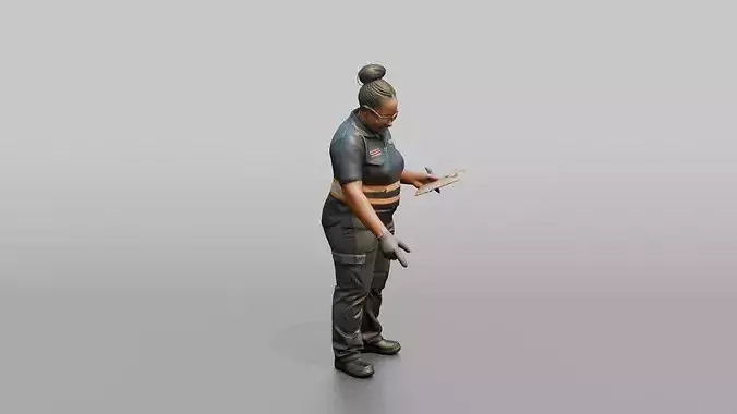 Catering Officer Inspecting Fresh Food Deliveries 3D model 3