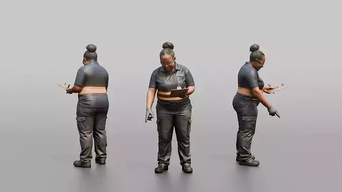 Catering Officer Inspecting Fresh Food Deliveries 3D model