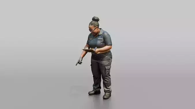 Catering Officer Inspecting Fresh Food Deliveries 3D model 5