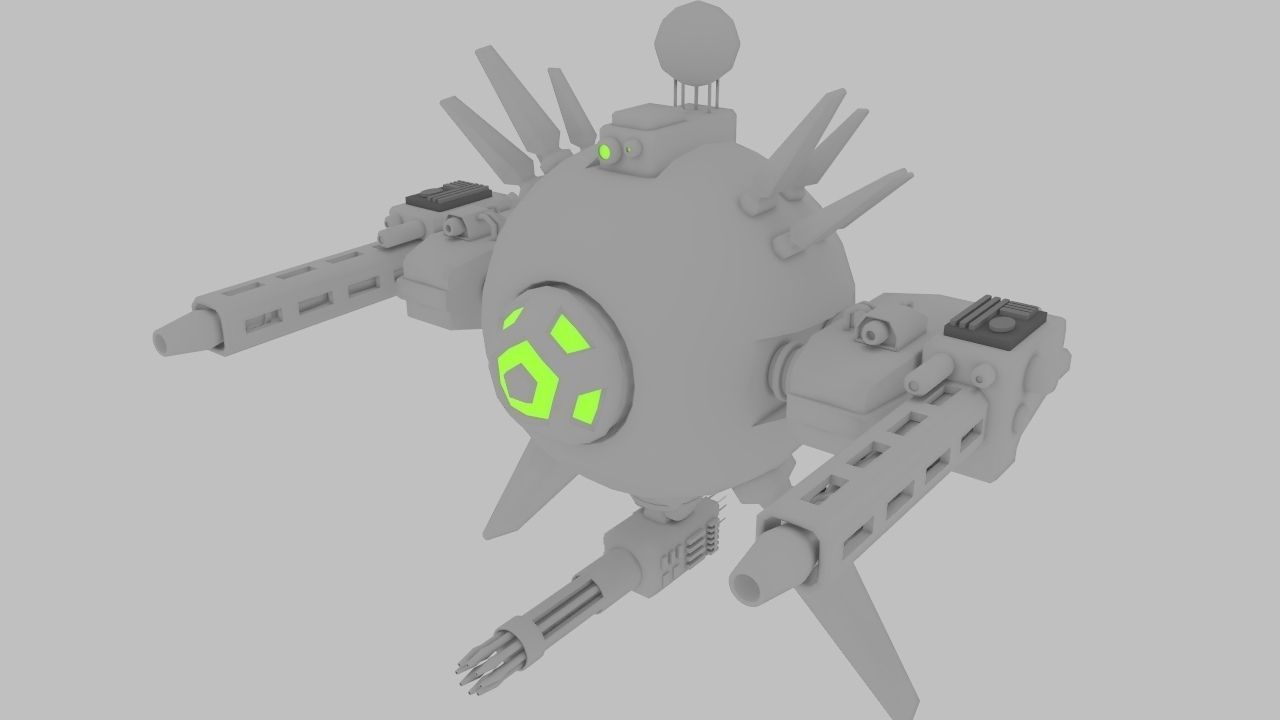 Science-fiction close-air support drone Low-poly 3D model_9