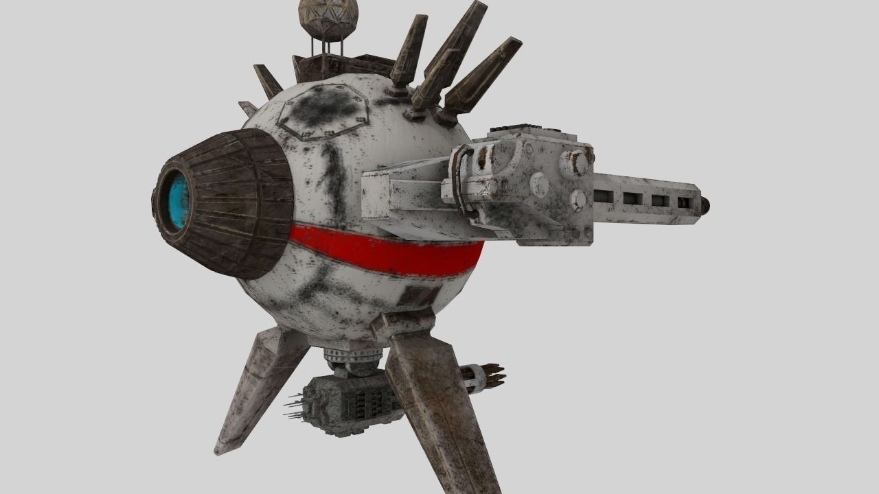 Science-fiction close-air support drone Low-poly 3D model_6