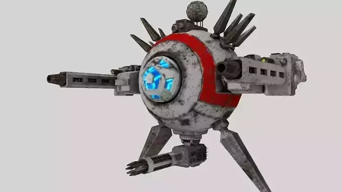 Science-fiction close-air support drone Low-poly 3D model