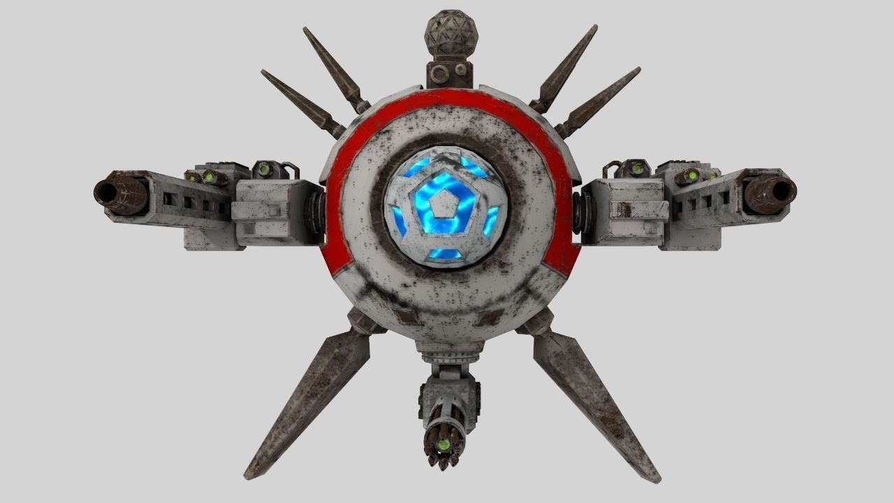 Science-fiction close-air support drone Low-poly 3D model_3