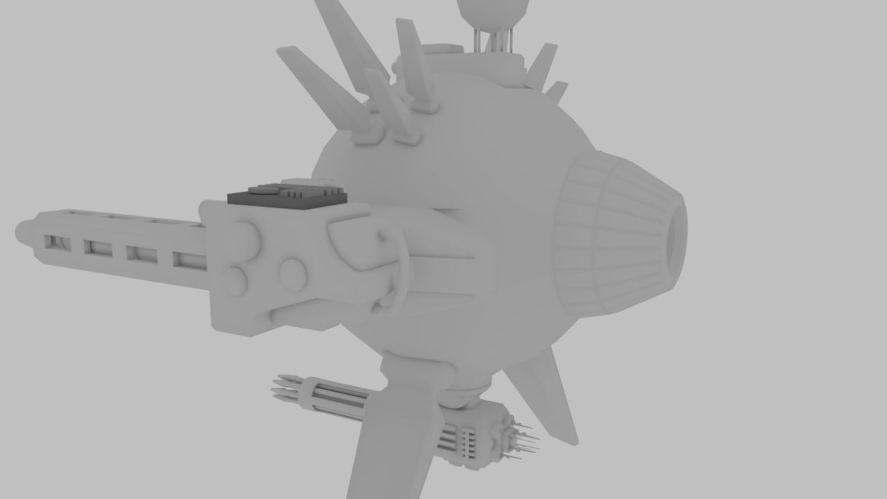 Science-fiction close-air support drone Low-poly 3D model_10