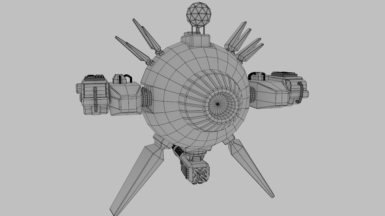 Science-fiction close-air support drone Low-poly 3D model_8