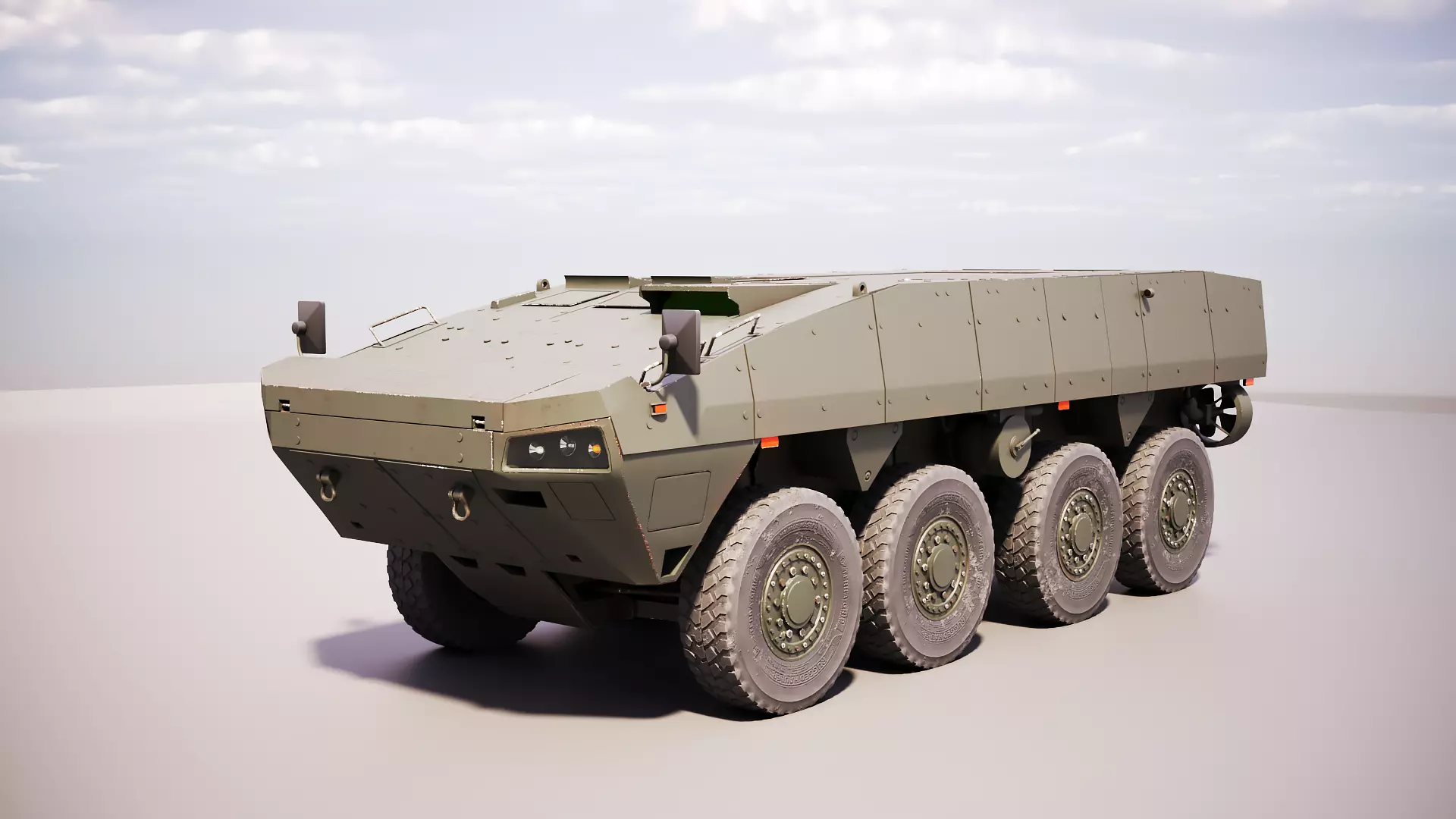 KTO Rosomak Patria AMV Base Hull PBR LODs Low-poly 3D model