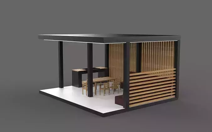 modern garden pavilion 3D model 6