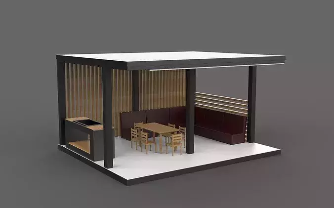 modern garden pavilion 3D model 3