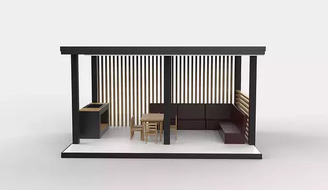 modern garden pavilion 3D model 2