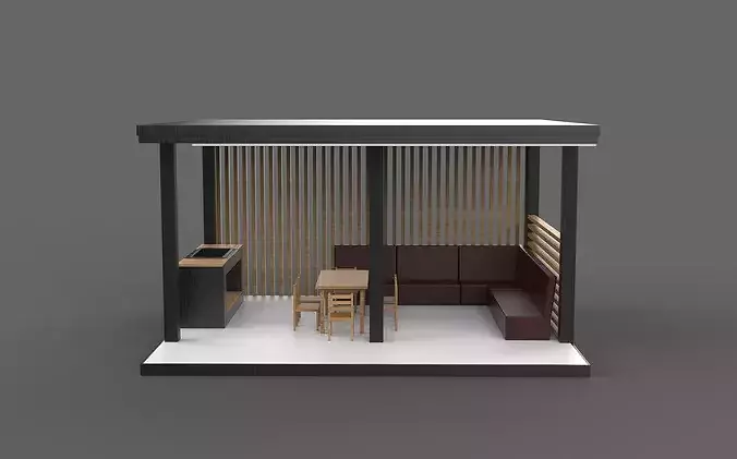 modern garden pavilion 3D model 5