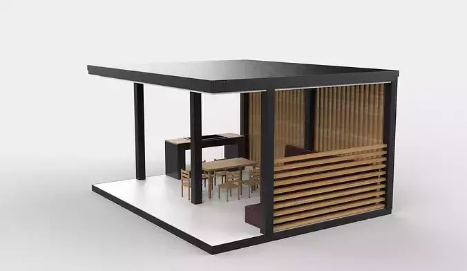 modern garden pavilion 3D model 4