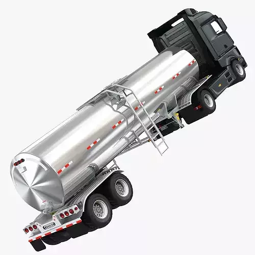 Food Grade Tank Trailer with Truck 3D model 2