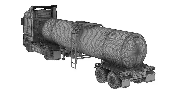 Food Grade Tank Trailer with Truck 3D model 6