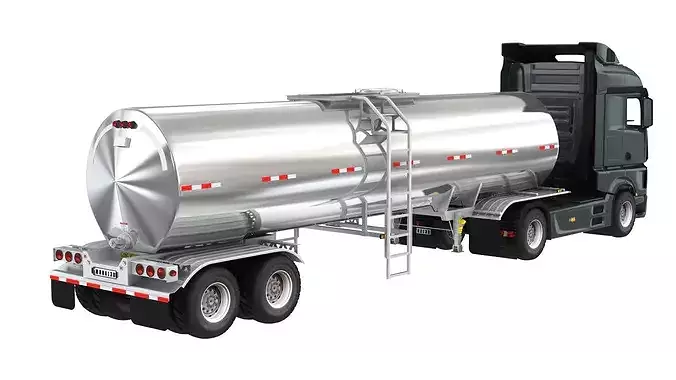 Food Grade Tank Trailer with Truck 3D model