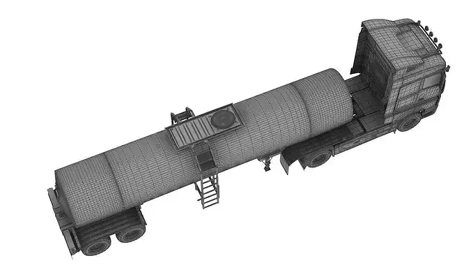 Food Grade Tank Trailer with Truck 3D model 7
