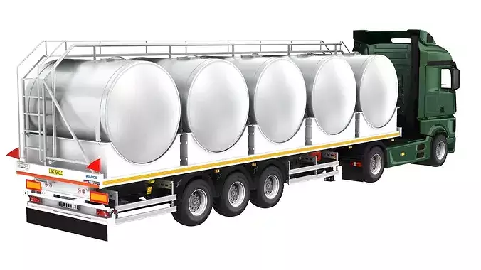 Milk Trailer with Truck 3D model 4