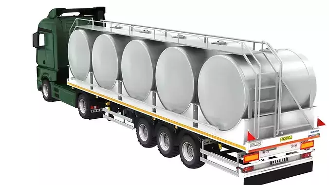 Milk Trailer with Truck 3D model 6