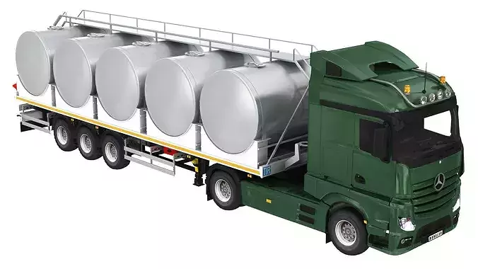 Milk Trailer with Truck 3D model