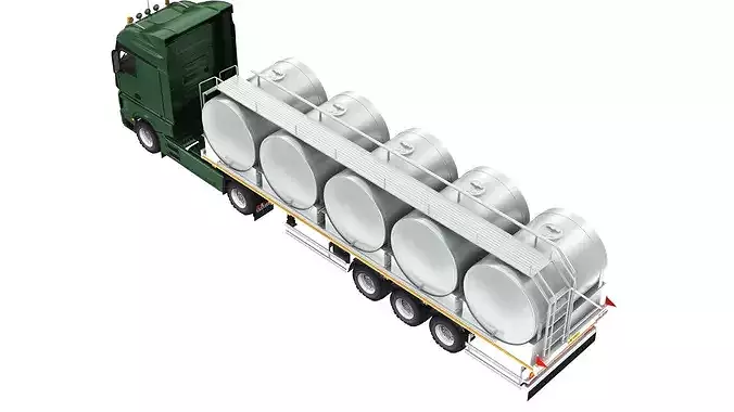 Milk Trailer with Truck 3D model 2