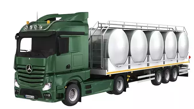 Milk Trailer with Truck 3D model 5