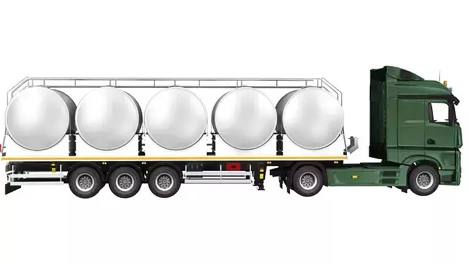 Milk Trailer with Truck 3D model 7