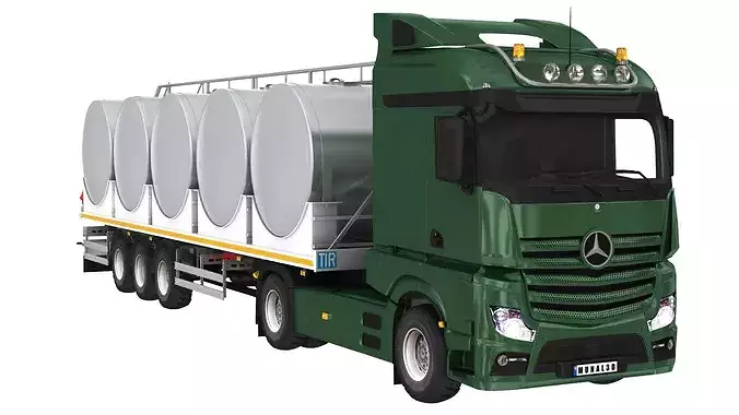 Milk Trailer with Truck 3D model 3