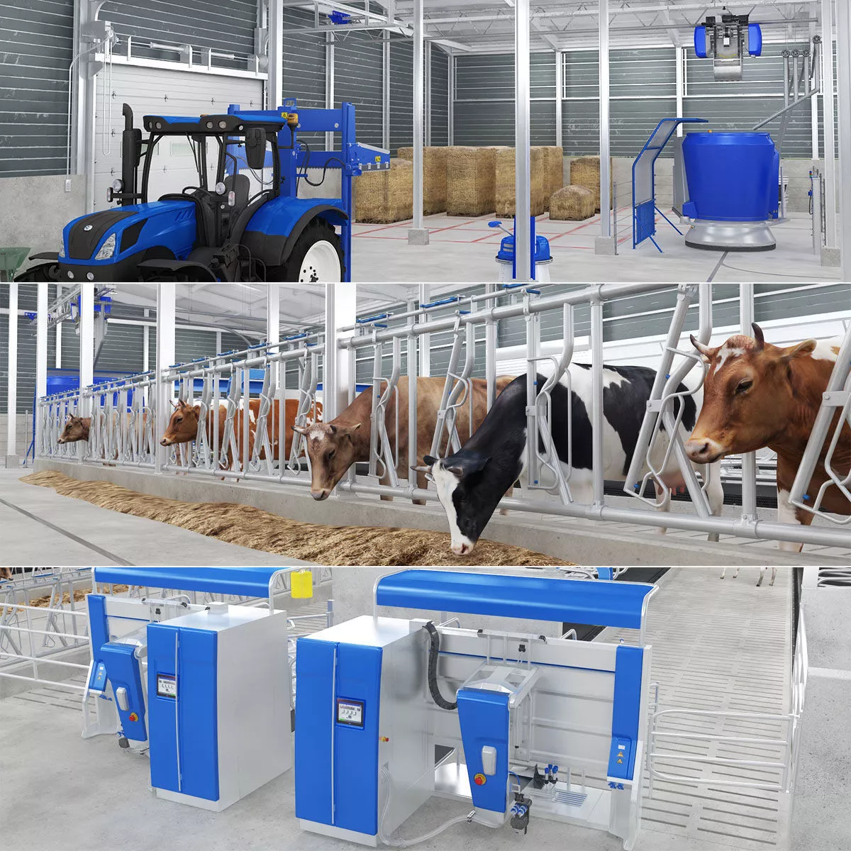 Automatic System Cow Farm Robotic Barn 3D model
