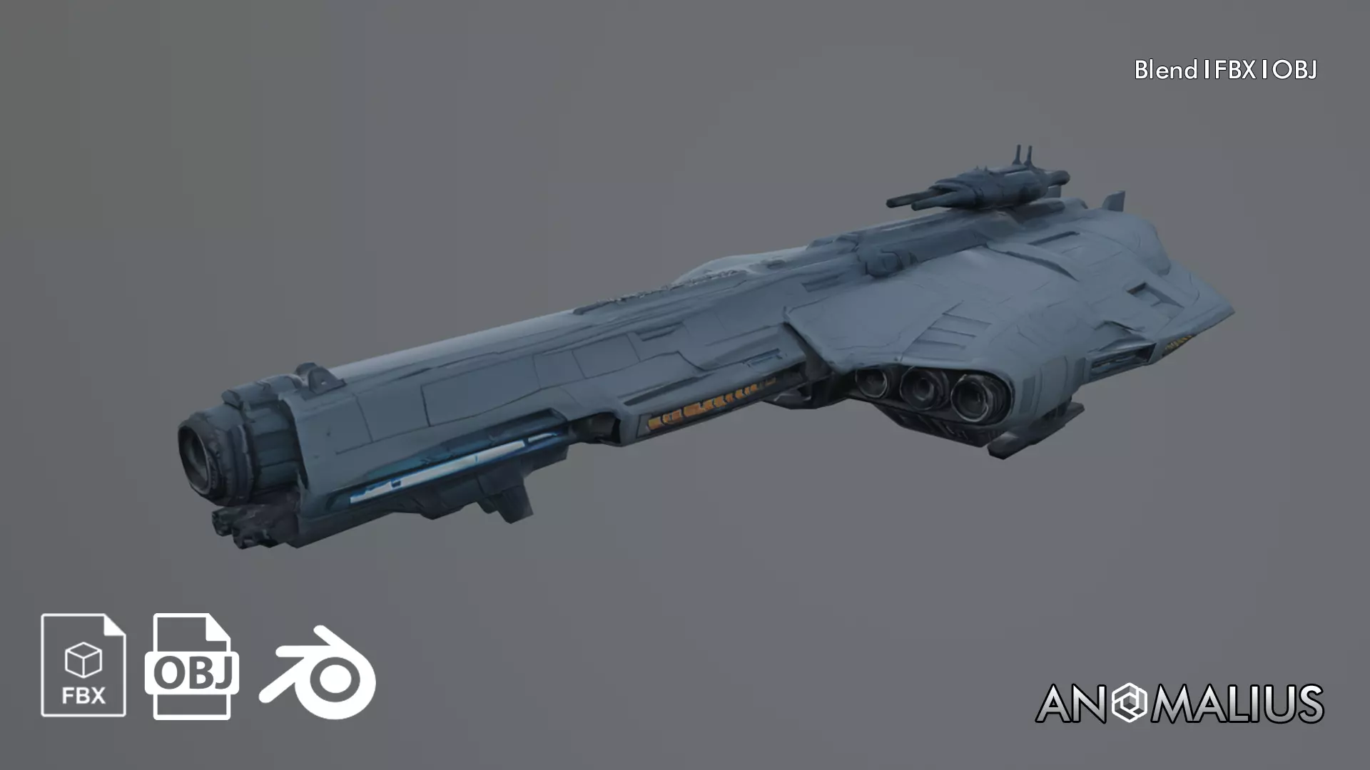 sci fi gunner ship Free 3D model
