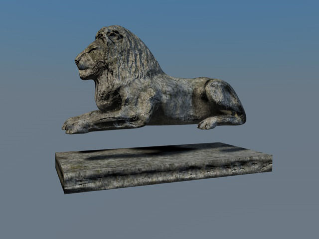 Low poly stone lion Low-poly 3D model_1