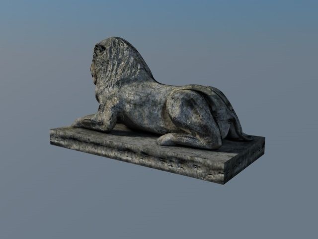 Low poly stone lion Low-poly 3D model_4