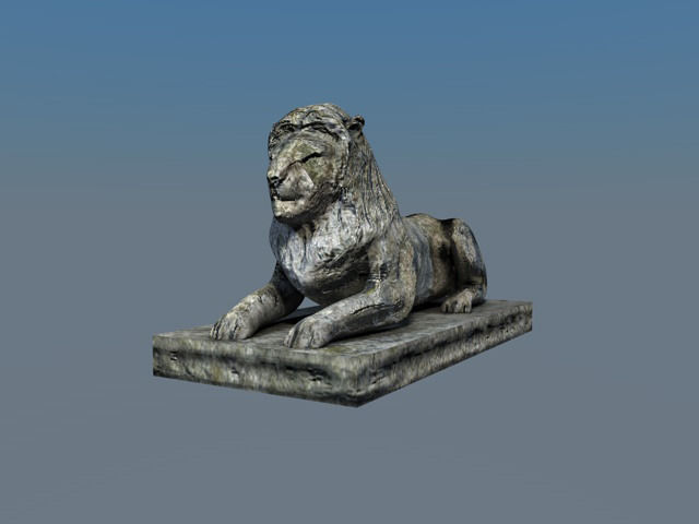 Low poly stone lion Low-poly 3D model_6